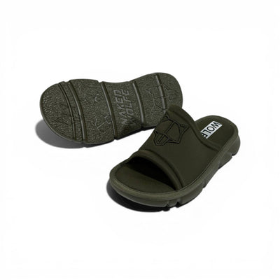 NAKED WOLFE Olive Green Chunky Slide – Bold Streetwear Comfort & Premium Design 👟🔥