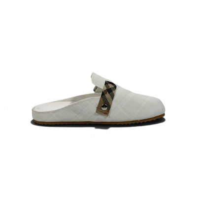 Burberry Check Pattern Slip-On Clogs with Buckle – Luxury Comfort Slides 🤍✨