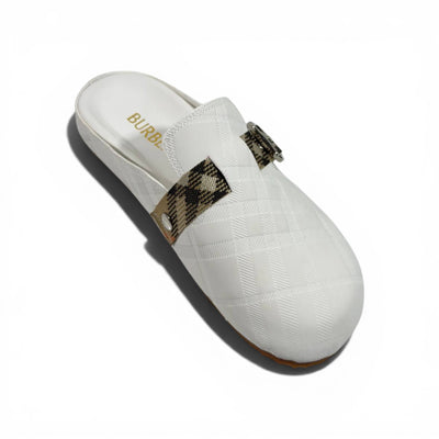 Burberry Check Pattern Slip-On Clogs with Buckle – Luxury Comfort Slides 🤍✨