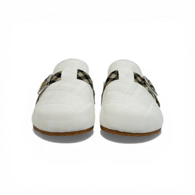 Burberry Check Pattern Slip-On Clogs with Buckle – Luxury Comfort Slides 🤍✨
