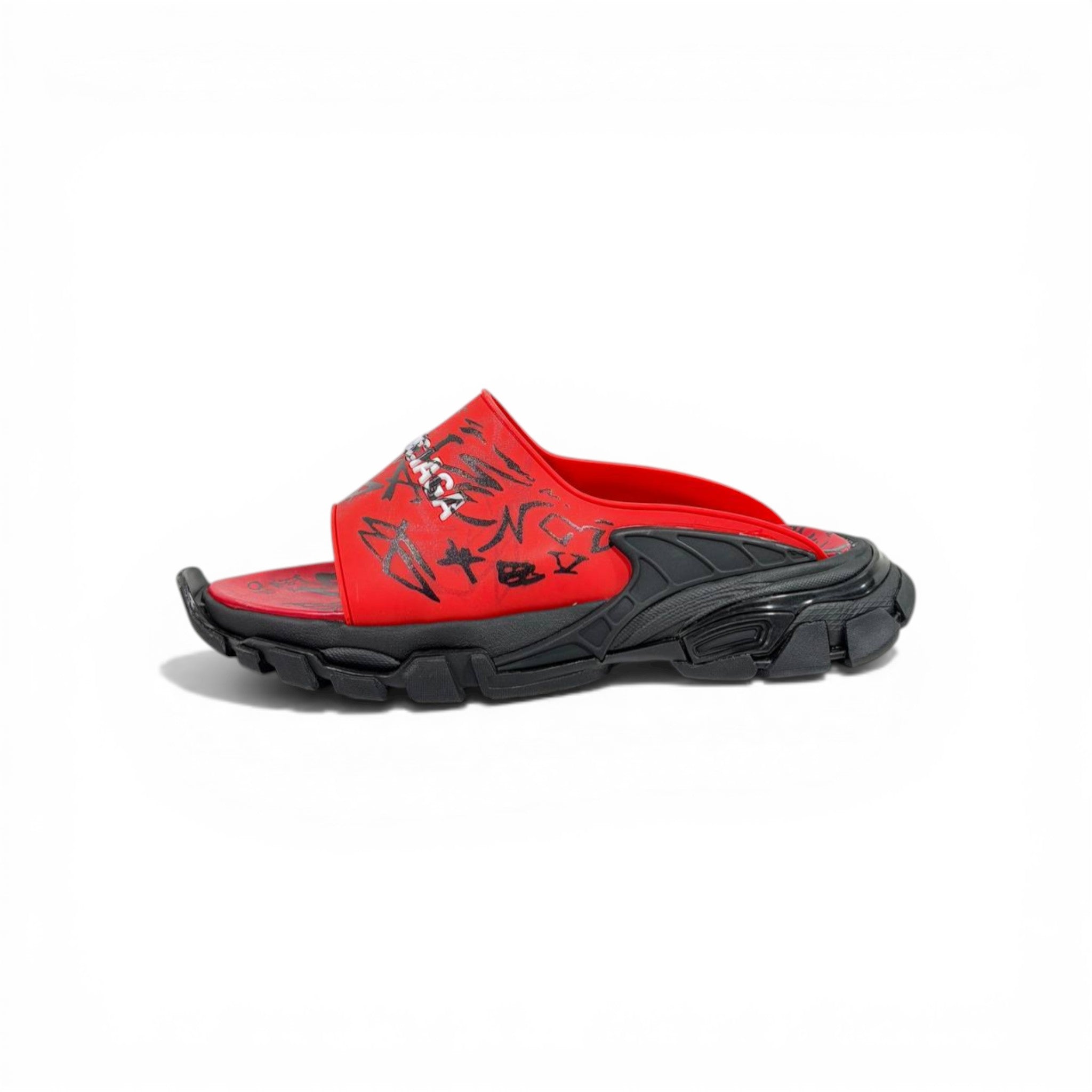 Balenciaga Graffiti Chunky Slides – Bold Streetwear Slippers 🔴🔥
