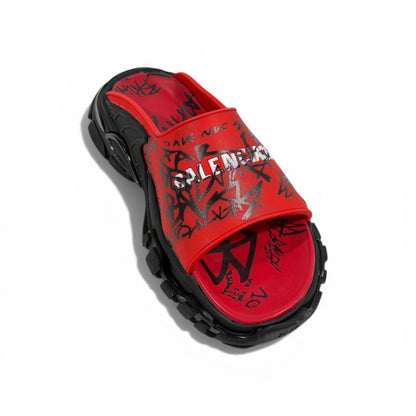Balenciaga Graffiti Chunky Slides – Bold Streetwear Slippers 🔴🔥