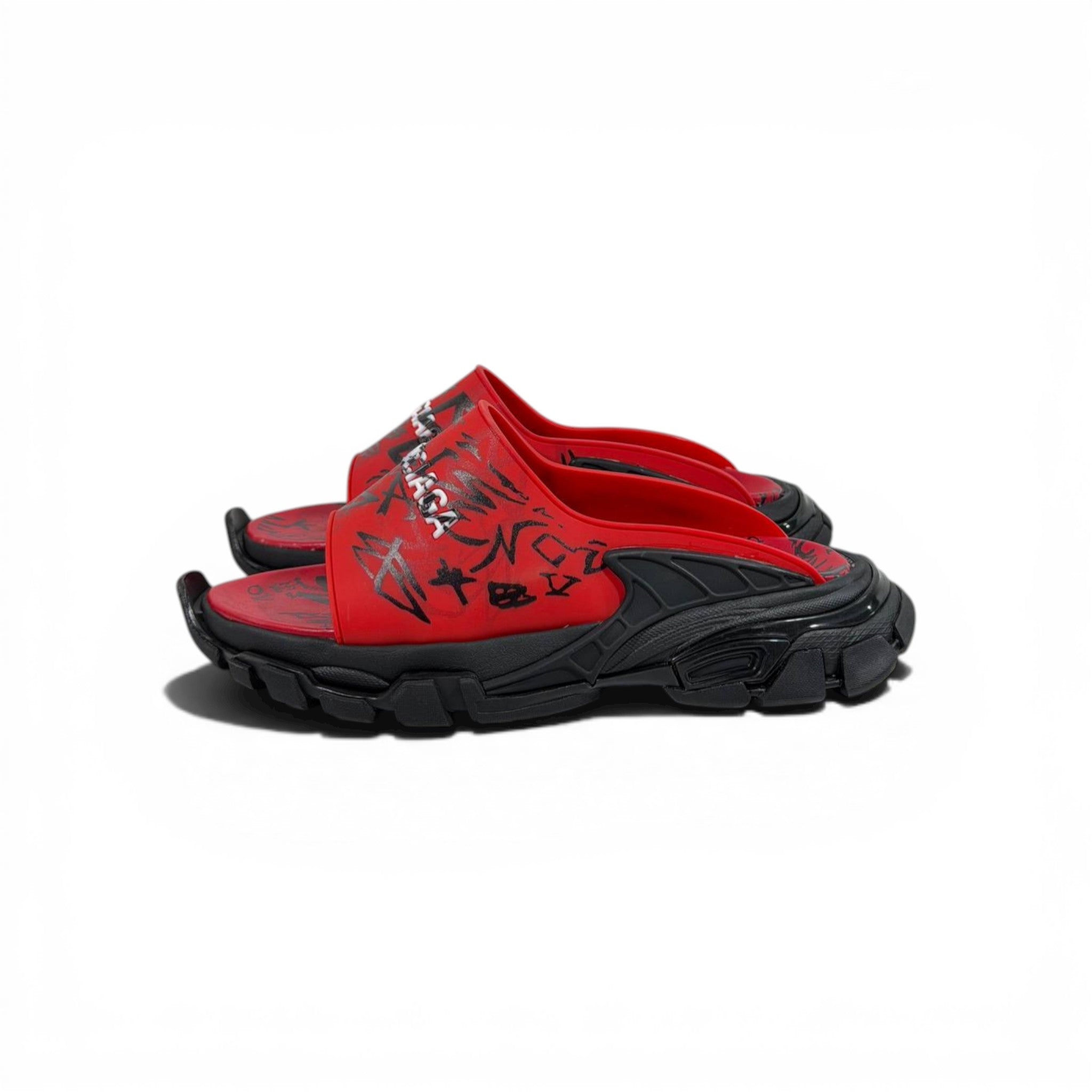 Balenciaga Graffiti Chunky Slides – Bold Streetwear Slippers 🔴🔥