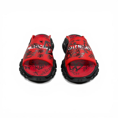 Balenciaga Graffiti Chunky Slides – Bold Streetwear Slippers 🔴🔥