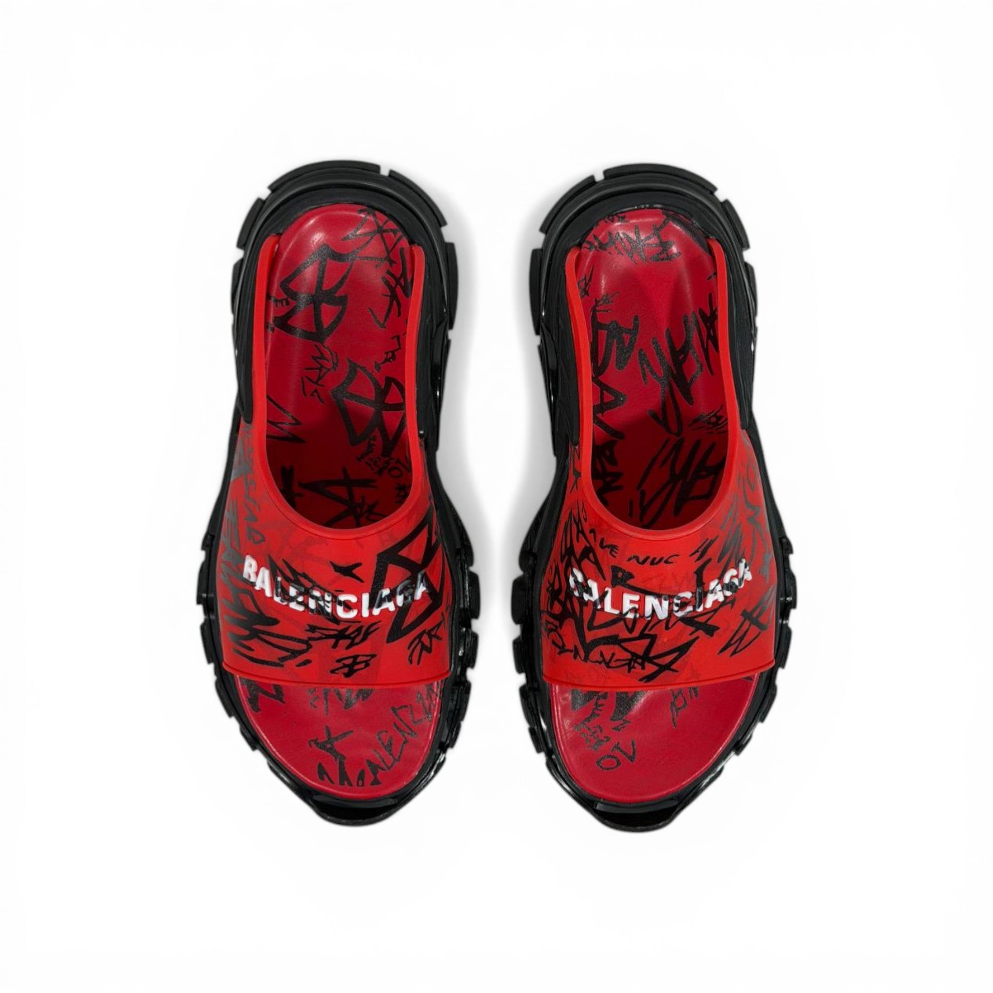 Balenciaga Graffiti Chunky Slides – Bold Streetwear Slippers 🔴🔥