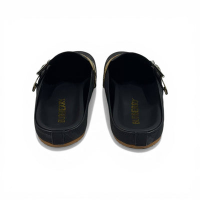 Burberry Black Check Slip-On Clogs with Buckle – Luxury Minimal Slides 🖤✨