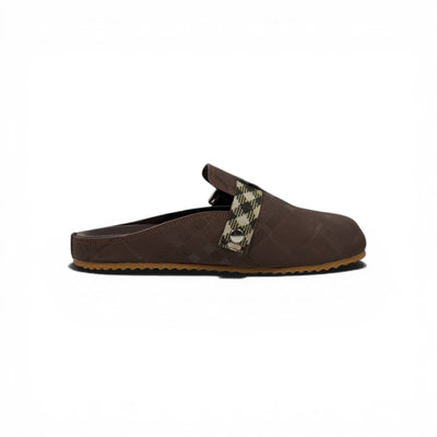 Burberry Brown Check Slip-On Clogs with Buckle – Classic Luxury Slides 🤎✨