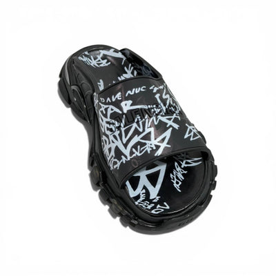 Balenciaga Black Graffiti Chunky Slides – Bold Streetwear Slippers ⚫🔥