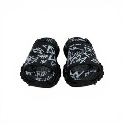 Balenciaga Black Graffiti Chunky Slides – Bold Streetwear Slippers ⚫🔥