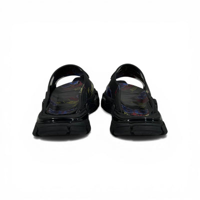 Balenciaga Neon Graffiti Chunky Slides – Streetwear Statement Slippers ⚫💜🔥