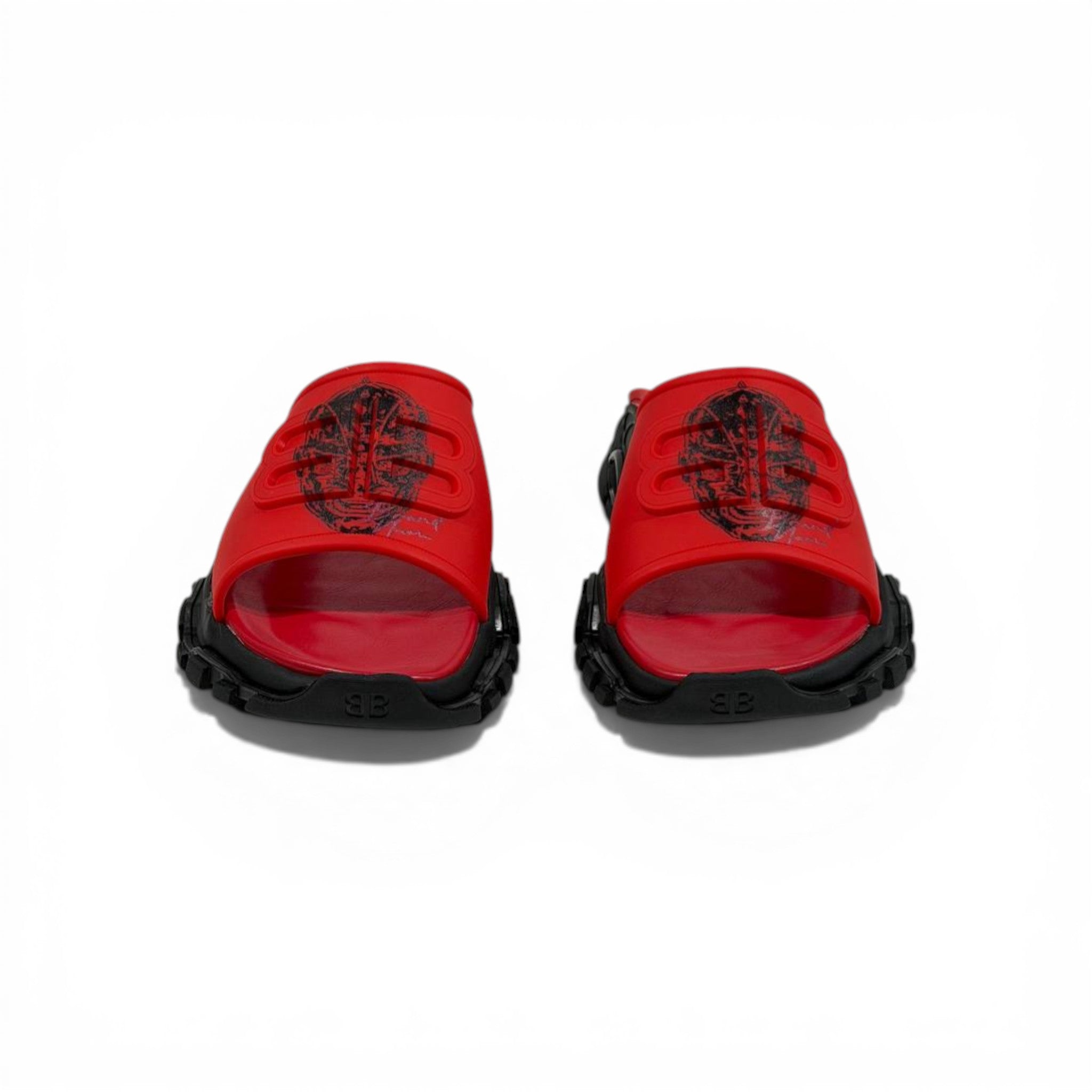 Balenciaga Red Chunky Slides – Minimal Streetwear Statement Slippers 🔴🔥