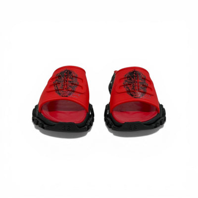 Balenciaga Red Chunky Slides – Minimal Streetwear Statement Slippers 🔴🔥