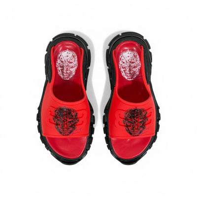 Balenciaga Red Chunky Slides – Minimal Streetwear Statement Slippers 🔴🔥