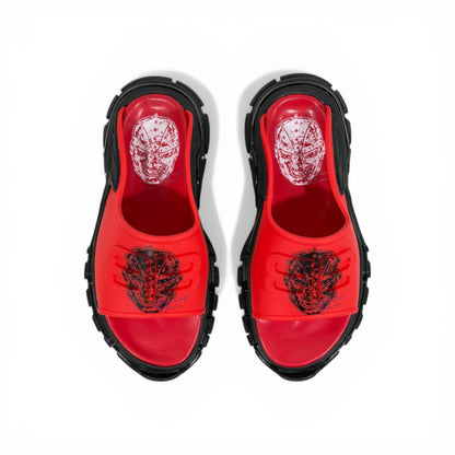 Balenciaga Red Chunky Slides – Minimal Streetwear Statement Slippers 🔴🔥