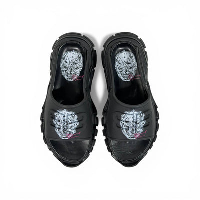 Balenciaga Black Minimal Chunky Slides – Luxury Streetwear Slippers ⚫✨