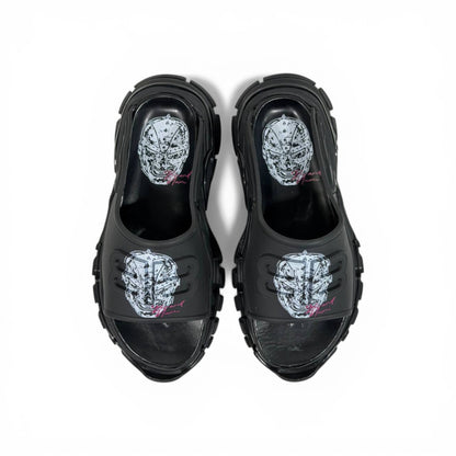 Balenciaga Black Minimal Chunky Slides – Luxury Streetwear Slippers ⚫✨