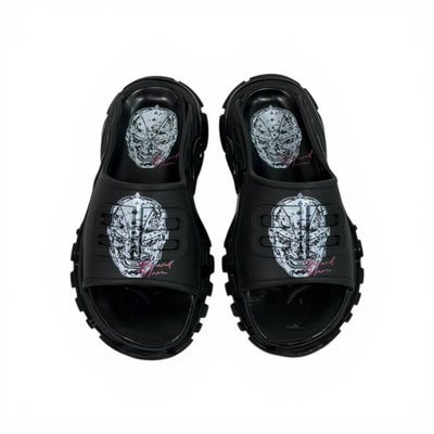 Balenciaga Black Minimal Chunky Slides – Luxury Streetwear Slippers ⚫✨