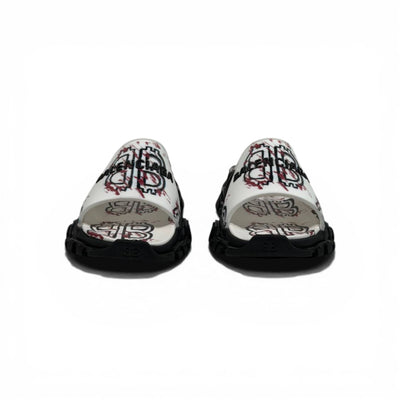 Balenciaga White Graffiti Chunky Slides – Bold Streetwear Slippers ⚪🔥