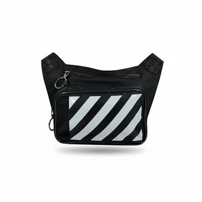 🖤🔥 Off-White Diagonal Stripe Waist Bag – Black Edition 🔥🖤