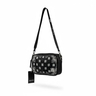 AMIRI Black Bandana Print Crossbody Bag 🖤🔥 Luxury Street Shoulder Bag 💎⚡