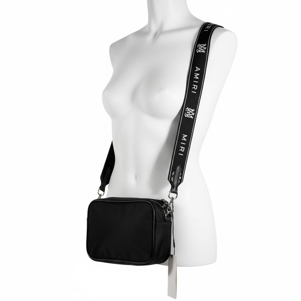 AMIRI Black Bandana Print Crossbody Bag 🖤🔥 Luxury Street Shoulder Bag 💎⚡