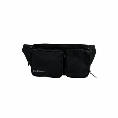 OFF-WHITE Black Double Pocket Waist Bag 🖤🔥 Streetwear Utility Belt Bag ⚡😎
