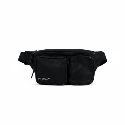 OFF-WHITE Black Double Pocket Waist Bag 🖤🔥 Streetwear Utility Belt Bag ⚡😎