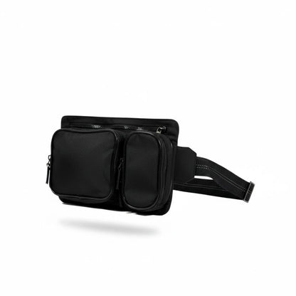 OFF-WHITE Black Double Pocket Waist Bag 🖤🔥 Streetwear Utility Belt Bag ⚡😎