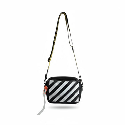 OFF-WHITE Black Diagonal Stripe Crossbody Bag 🖤⚡ Iconic Streetwear Shoulder Bag 😎🔥💣