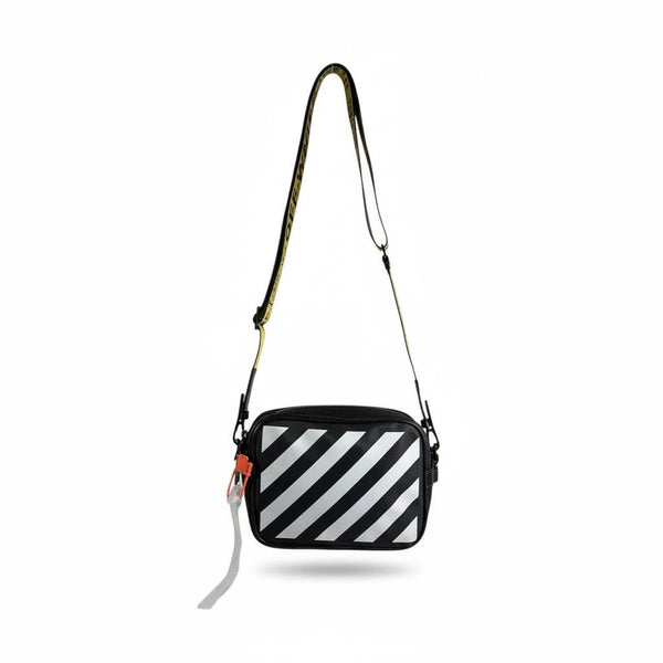 OFF-WHITE Black Diagonal Stripe Crossbody Bag 🖤⚡ Iconic Streetwear Shoulder Bag 😎🔥💣