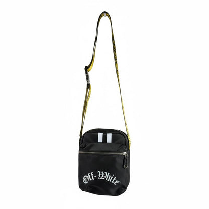 Off-White Black Mini Crossbody Bag 🖤⚡ Yellow Industrial Strap 🔥😎