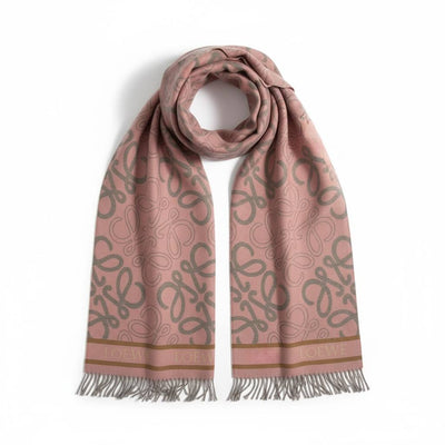 👜 LOEWE Luxury Monogram Scarf – Soft Pink Elegance 💕✨