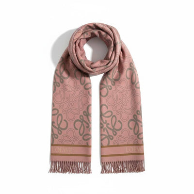 👜 LOEWE Luxury Monogram Scarf – Soft Pink Elegance 💕✨