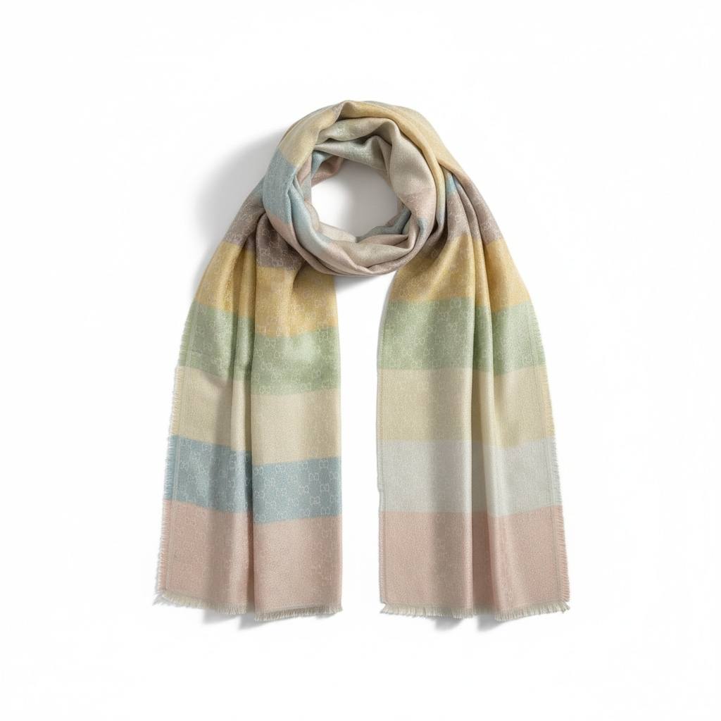Gucci Pastel Stripes Signature Scarf 💖✨ | Elegant Designer Winter Wrap