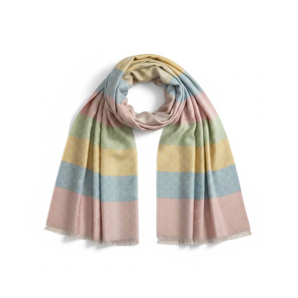 Gucci Pastel Stripes Signature Scarf 💖✨ | Elegant Designer Winter Wrap