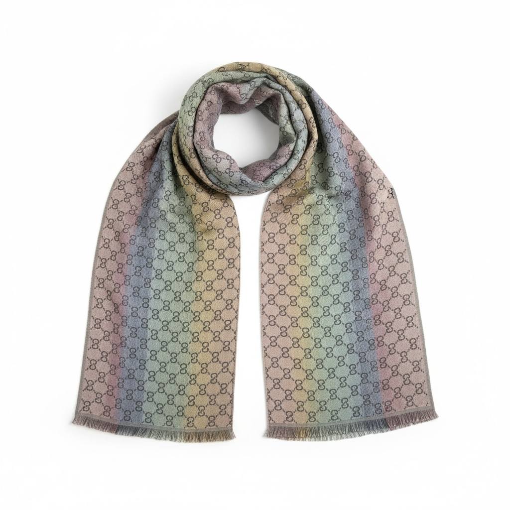 🧣 Gucci Pastel GG Monogram Scarf – Luxury Soft Wrap 🌸✨