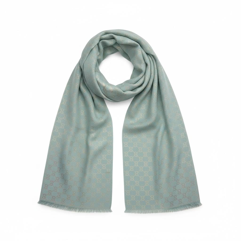 🧣 Gucci Pastel GG Monogram Scarf – Soft Luxury Elegance 💎🌸