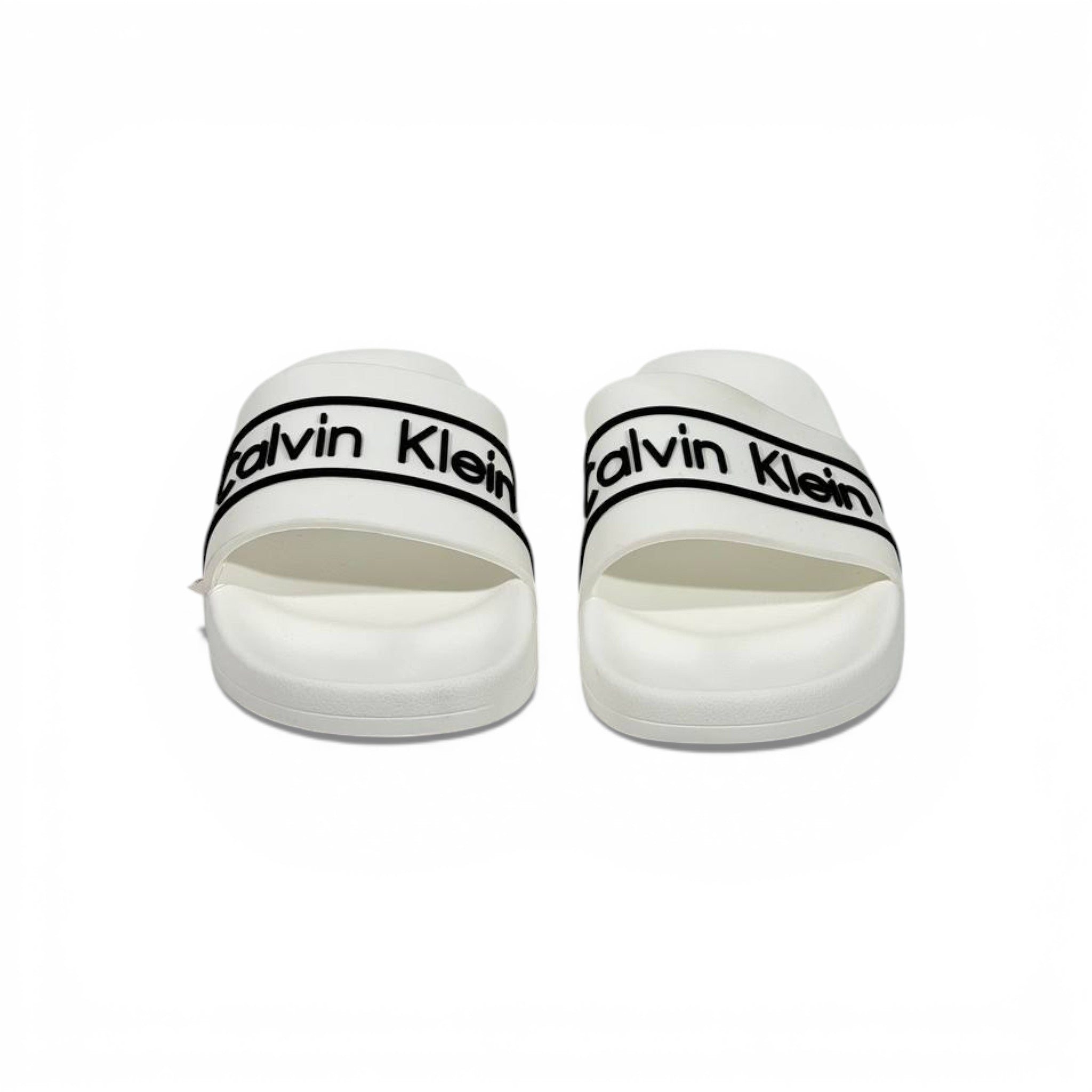 🤍 Calvin Klein Logo Slide Slippers – Classic White ✨