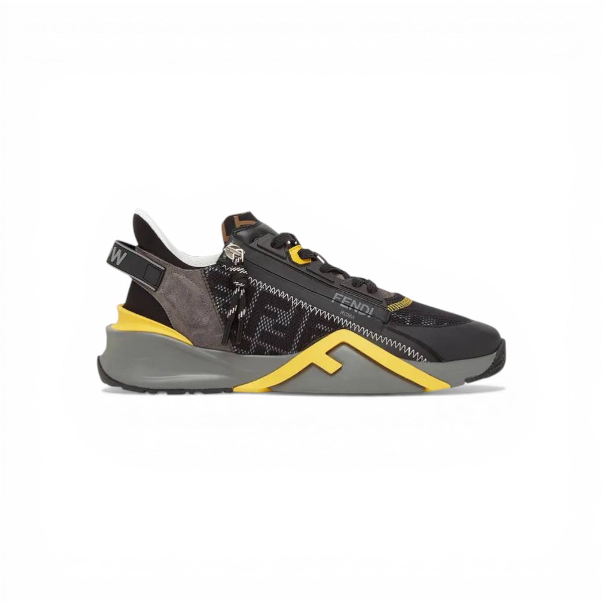 Fendi Flow Sneakers – Black & Yellow Luxury Runner ⚫🟡