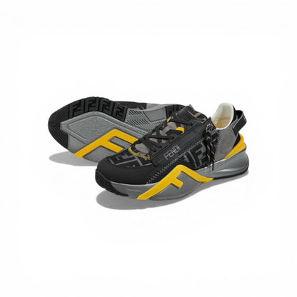 Fendi Flow Sneakers – Black & Yellow Luxury Runner ⚫🟡