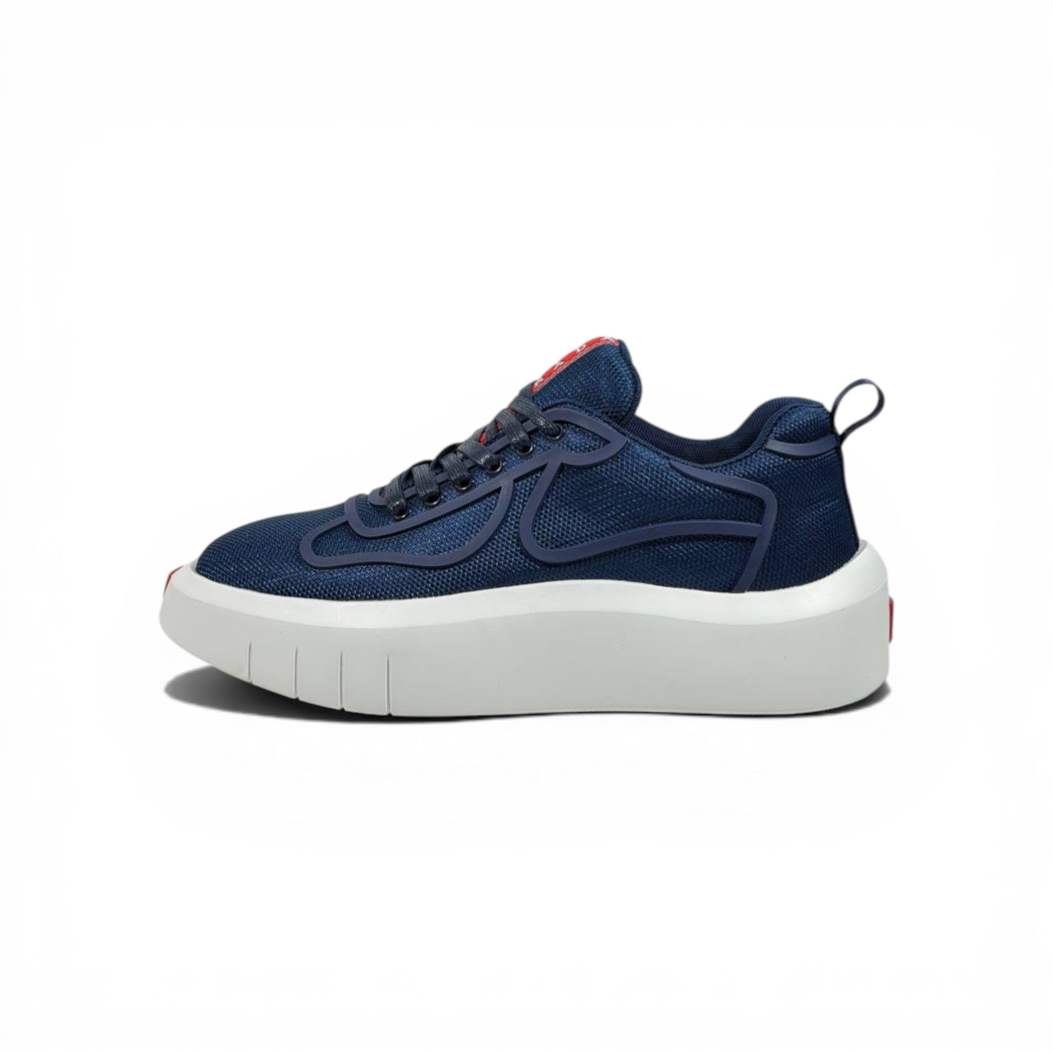 Prada-Inspired Mesh Sneakers – Navy Blue Elevated Platform 👟💙