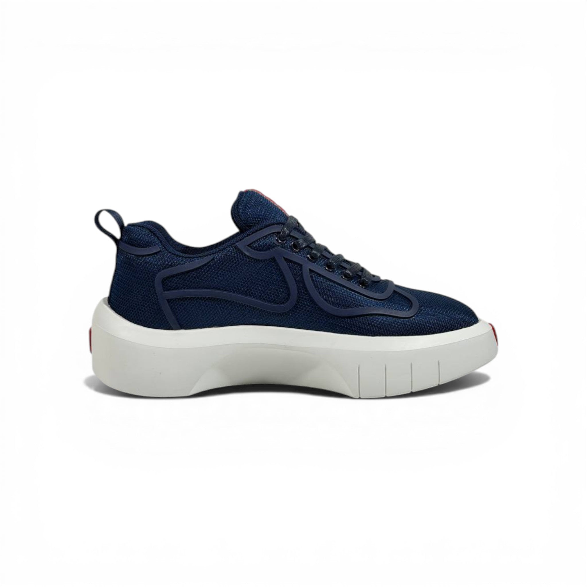 Prada-Inspired Mesh Sneakers – Navy Blue Elevated Platform 👟💙