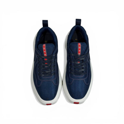 Prada-Inspired Mesh Sneakers – Navy Blue Elevated Platform 👟💙