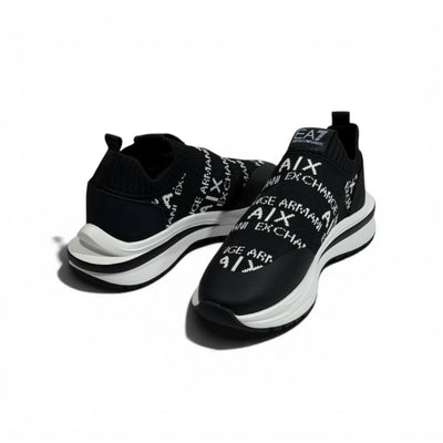 EA7 Armani Exchange-Inspired Slip-On Sneakers – Black Knit Comfort 🖤👟