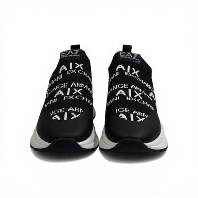 EA7 Armani Exchange-Inspired Slip-On Sneakers – Black Knit Comfort 🖤👟
