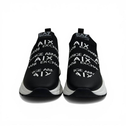 EA7 Armani Exchange-Inspired Slip-On Sneakers – Black Knit Comfort 🖤👟