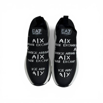 EA7 Armani Exchange-Inspired Slip-On Sneakers – Black Knit Comfort 🖤👟