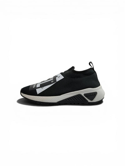 Diesel Black Slip-On Sneakers – Bold Logo Print, Lightweight Knit Trainer