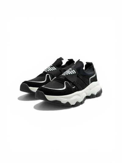 🖤 Emporio Armani Black Chunky Slip-On Sneakers – Elastic Strap, Lightweight Comfort & Urban Style