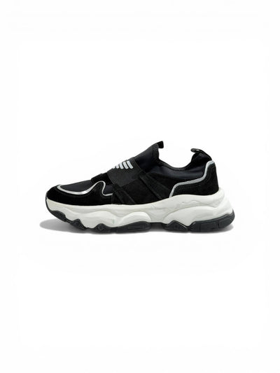 🖤 Emporio Armani Black Chunky Slip-On Sneakers – Elastic Strap, Lightweight Comfort & Urban Style